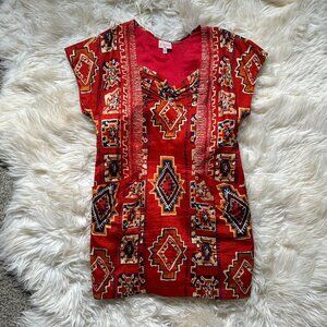 PLENTY BY TRACY REESE Southwestern Print Silk Dress ANTHROPOLOGIE Medium